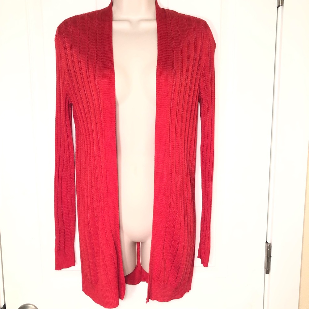 Missoni Long Red Open Knit Cardigan Italy 38/Small